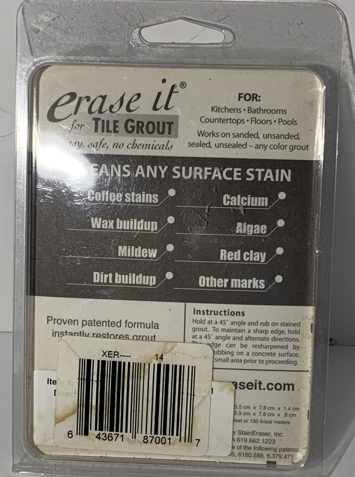 Stain Eraser 87001 Tile & Grout Erase it for In-Ground Swimming Pools and Spas T