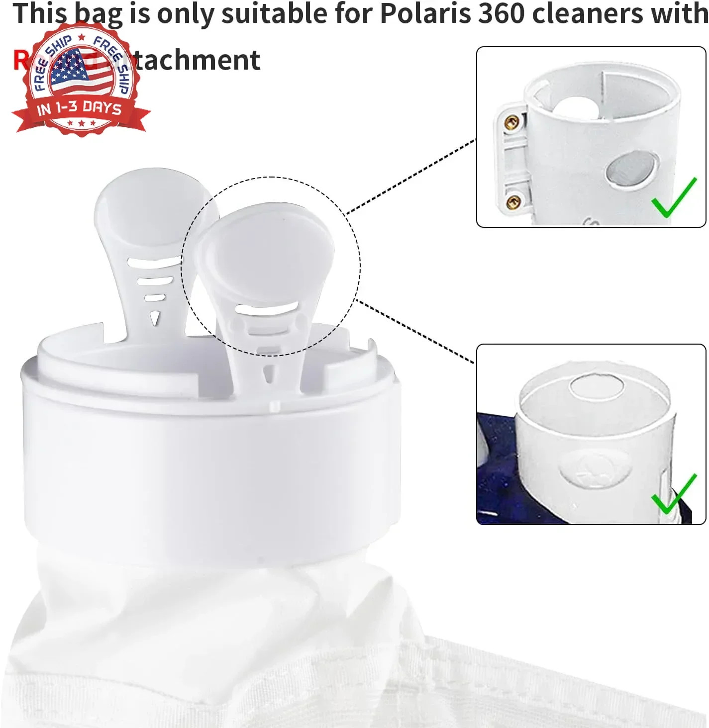Pool Cleaner Bags Compatible with Polaris 280/480 Pool Vacuum Cleaner or Filter