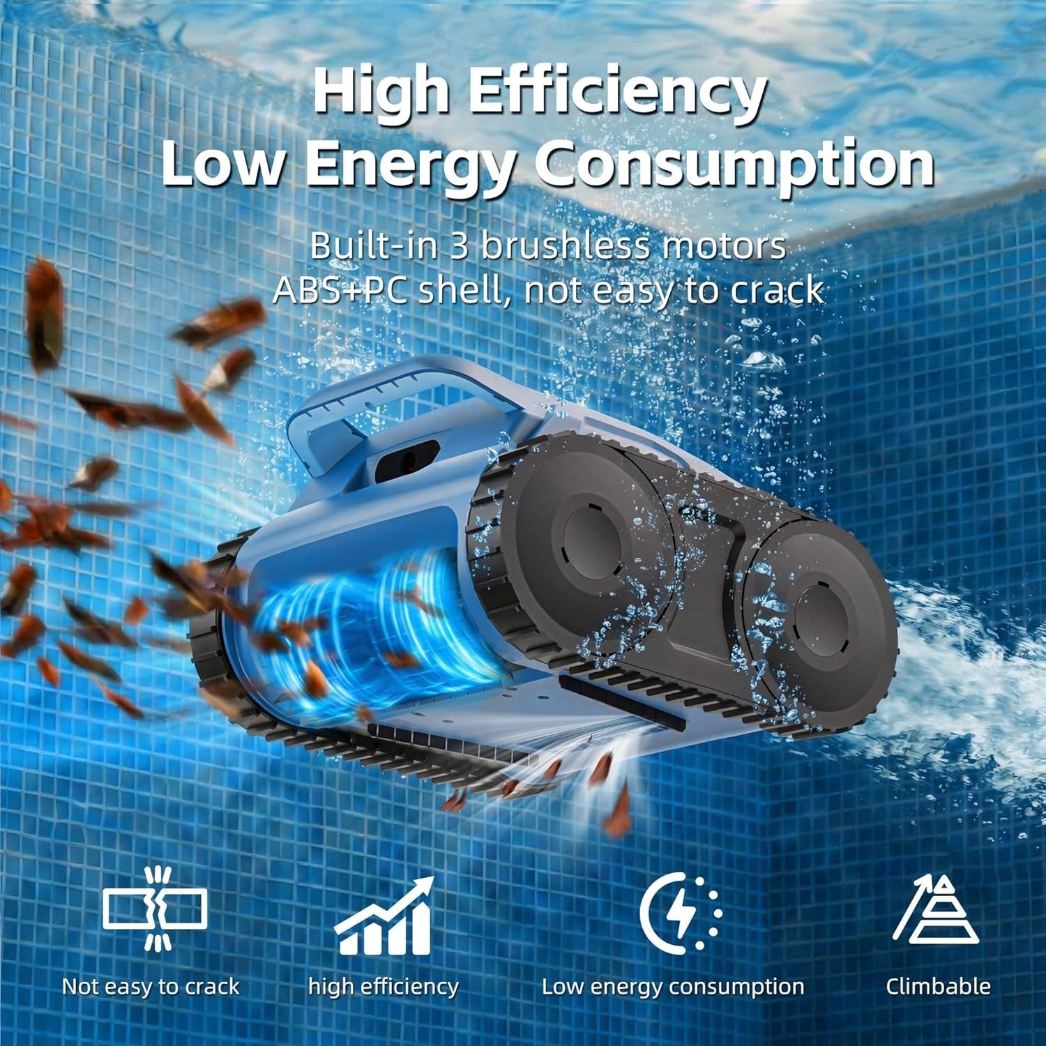 Pool Vacuum Robotic Cleaner AI Sonar Cordless 180-Mins Battery Life