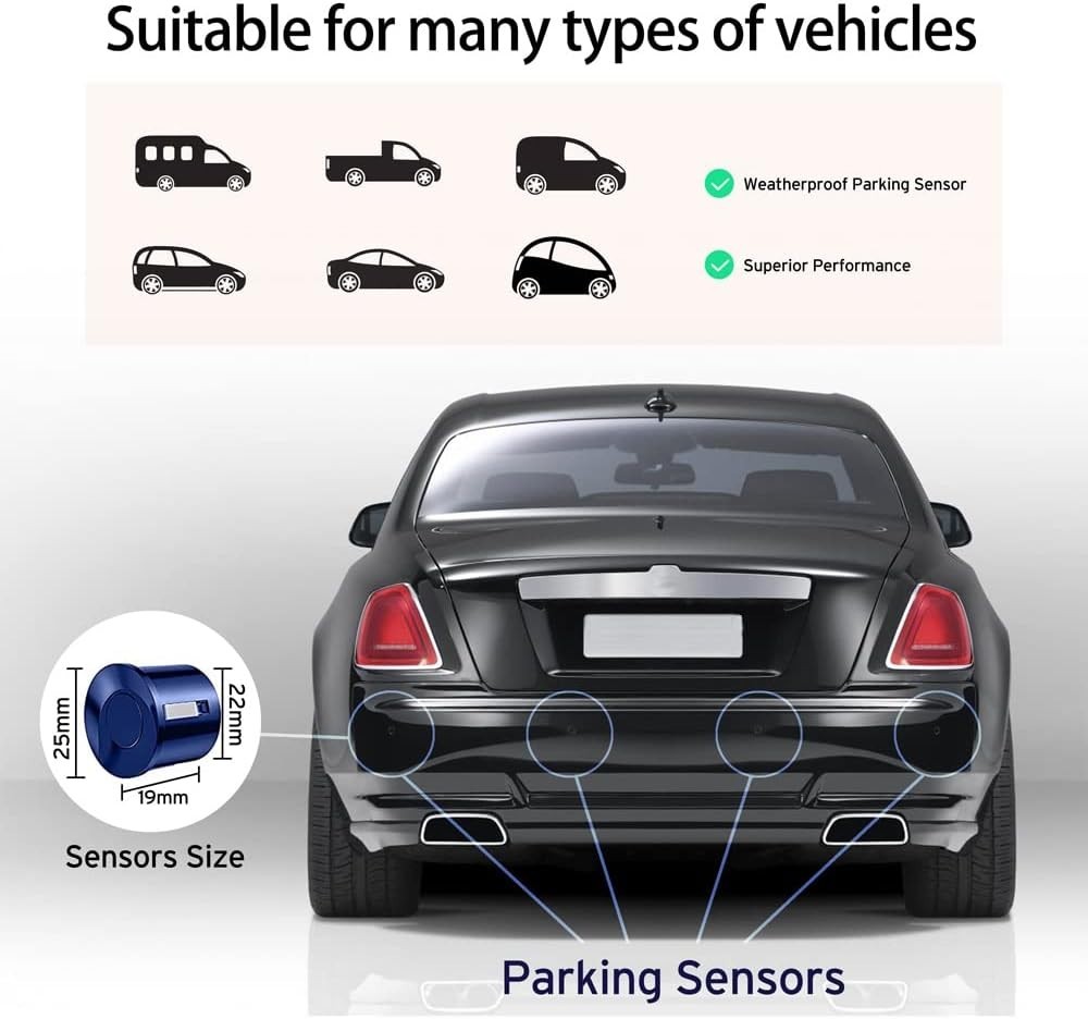 Wireless Parking Assist System with Ultrasonic Sensors and Central Control Box