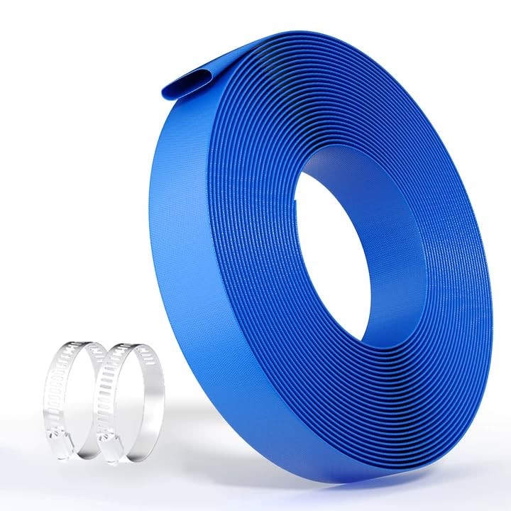 Backwash Hose PVC Discharge Hose 1.5 in x 100 ft Pool Water Hose with Clamp USA