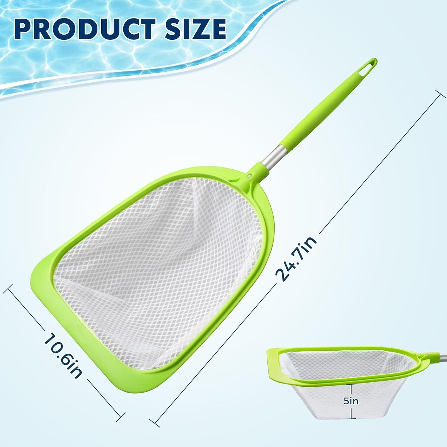 25&Prime; Pool Skimmer Net w/ Aluminum Pole Fine Mesh Leaf Cleaner for Spa Pond