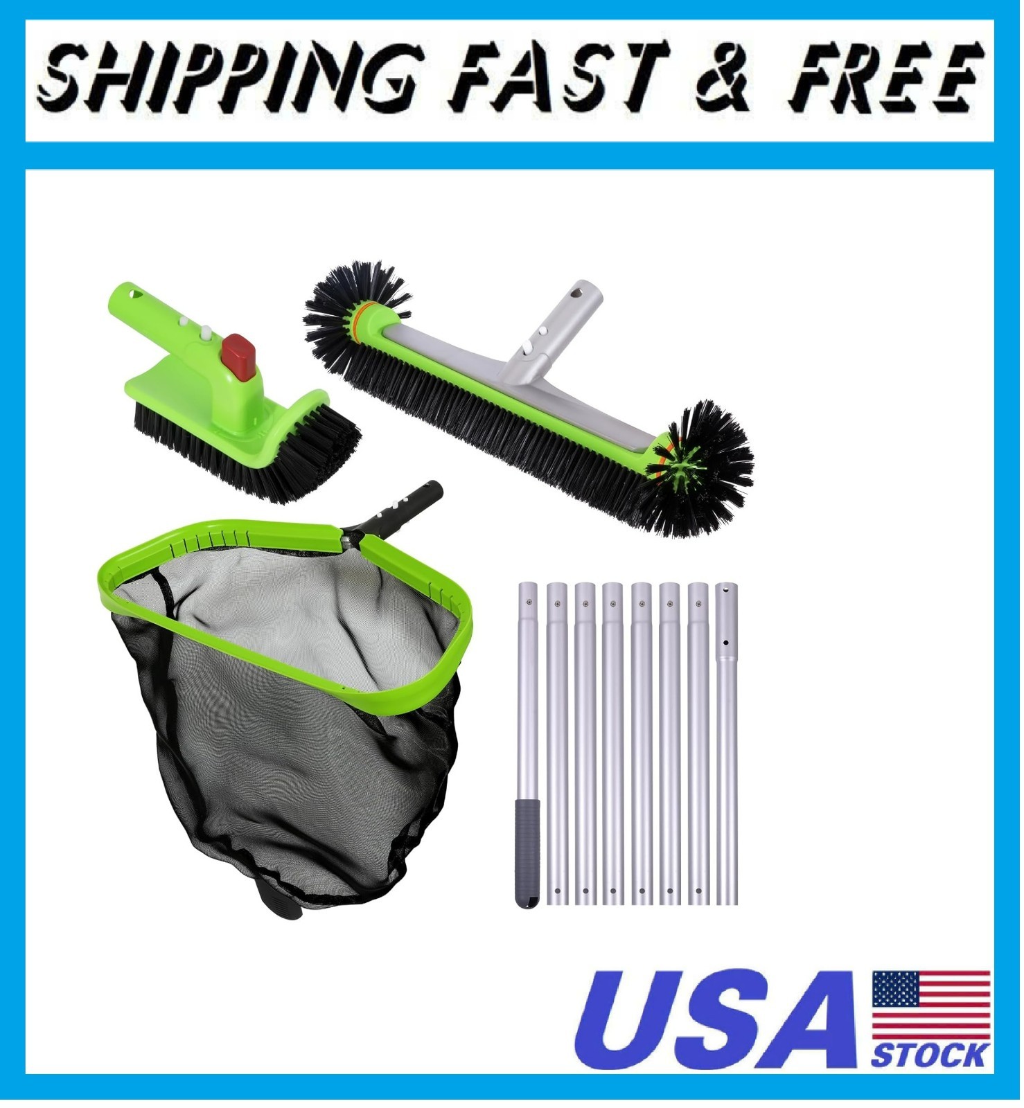 Sepetrel Deluxe Swimming Pool Cleaning Kit with 10.5&Prime; Aluminum Pole,Professional