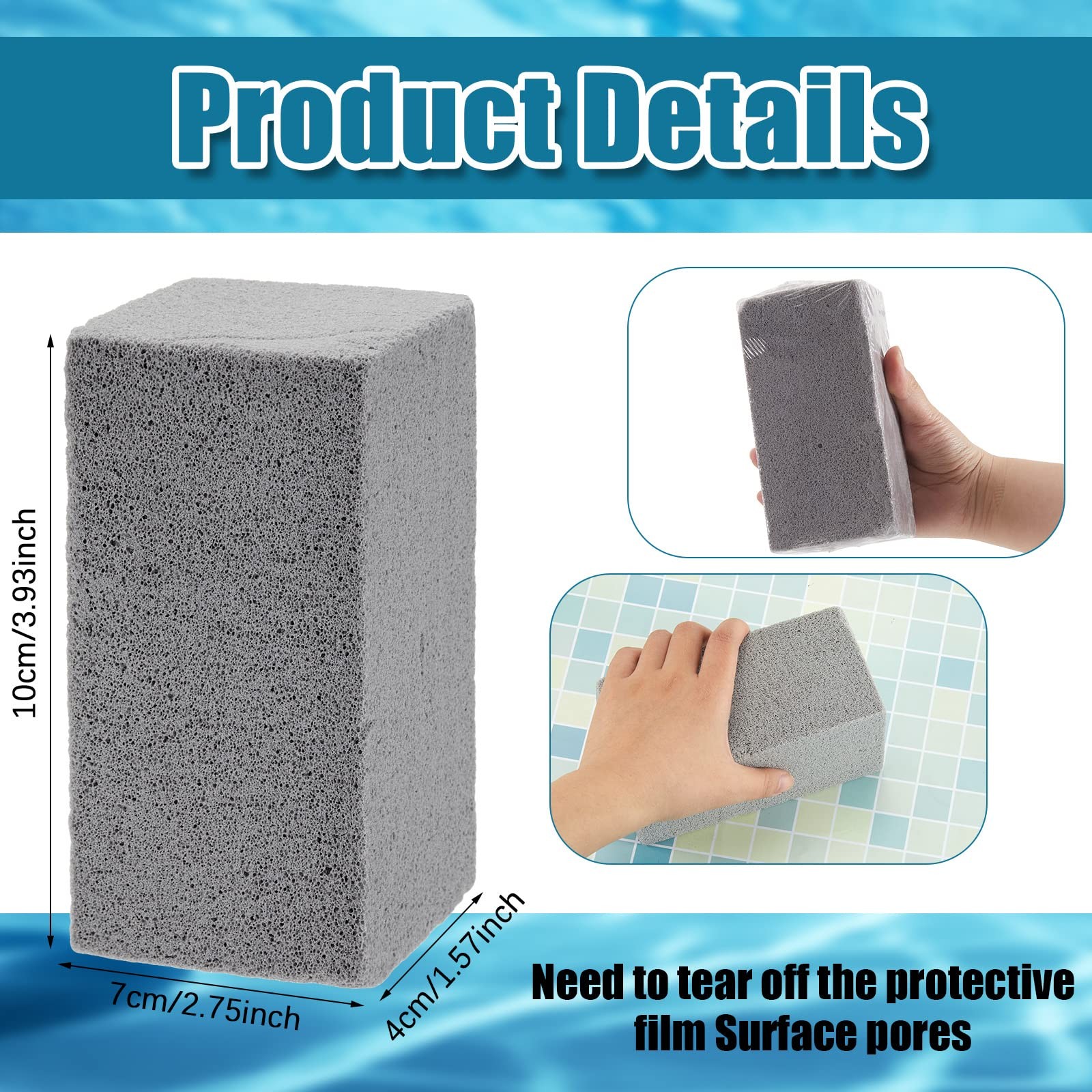 4 Pcs Pools Tile Pumice Stone Cleaner Remover 3.94 x 2.76 1.57 Inch Swimming