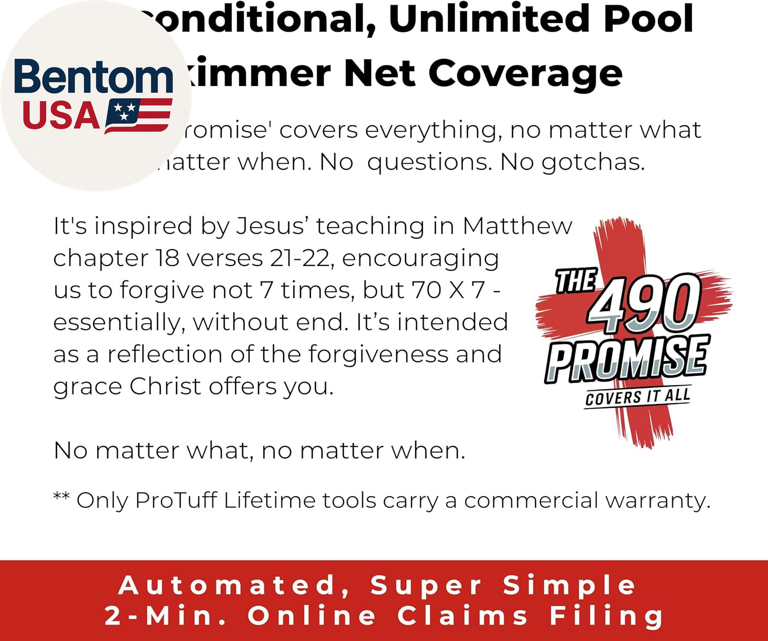 Protuff Flat Pool Skimmer Net – 2 Year Unconditional Free Replacement – Heavy-Du