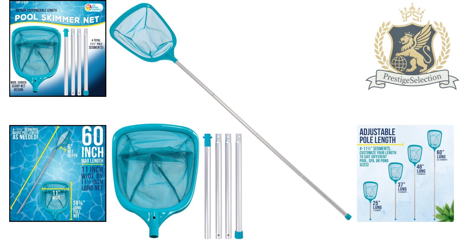 Fast Cleaning 5ft Ultra-Fine Leaf Skimmer Net – Telescopic & Lightweight Design