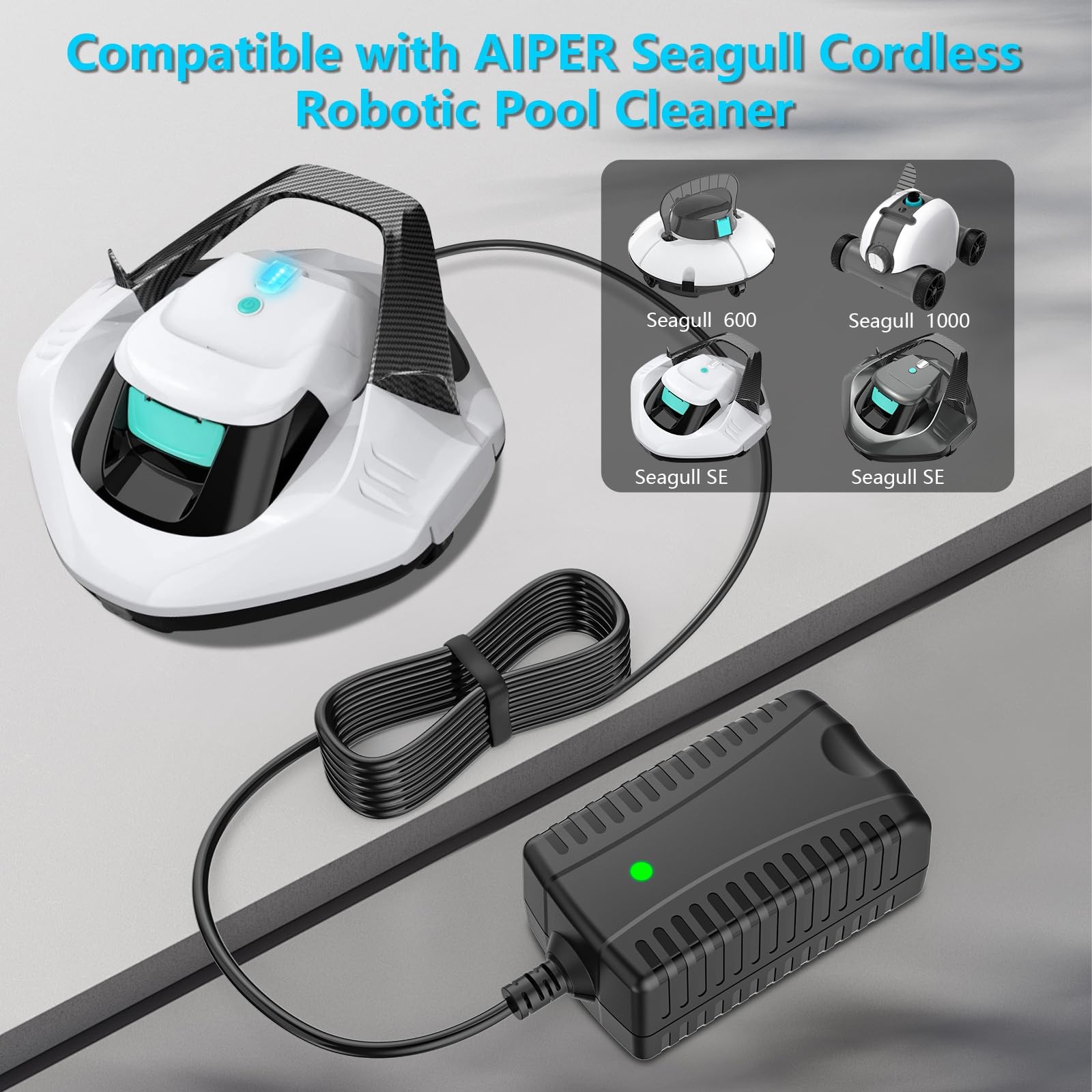 12.6V Charger for AIPER Cordless Robotic Pool Cleaner with AIPER Seagull SE 6…