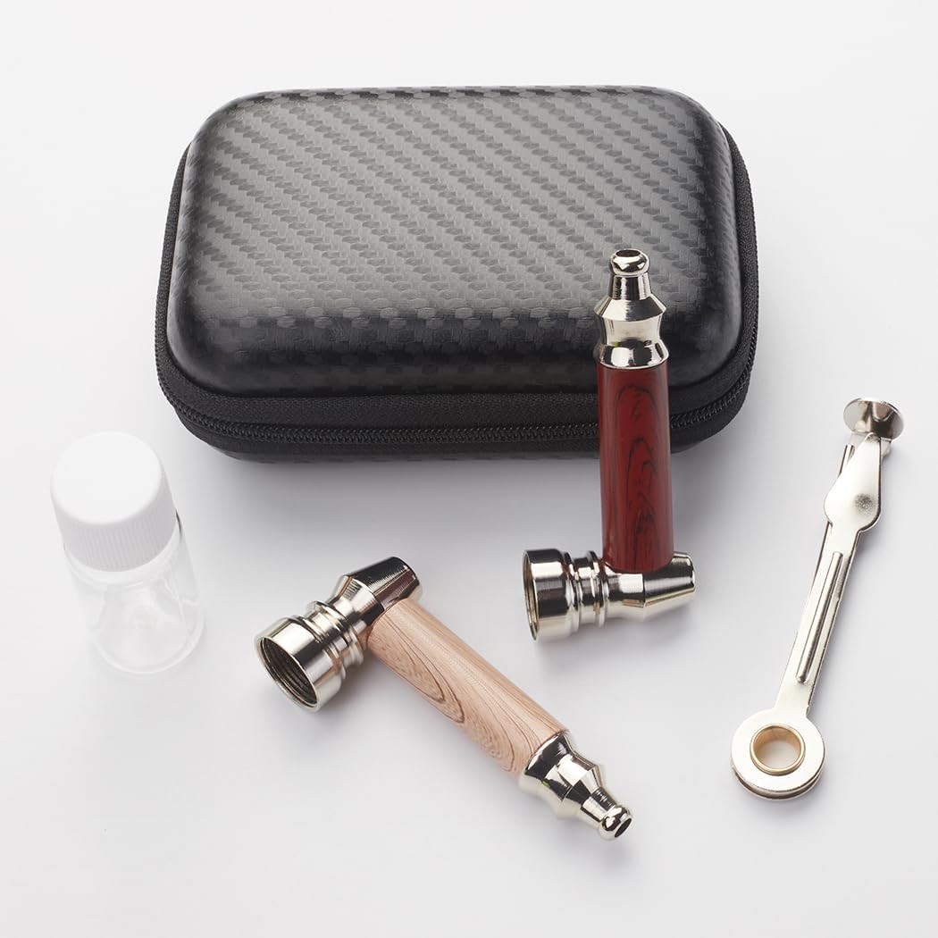 2pc Short Realistic Wood Grain Tobacco Pipe With Cleaner Tamper Two color