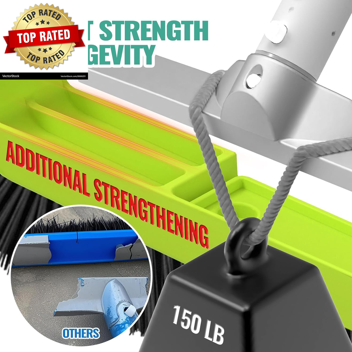18&Prime; Pool Brush Head for Cleaning Swimming Pool Walls