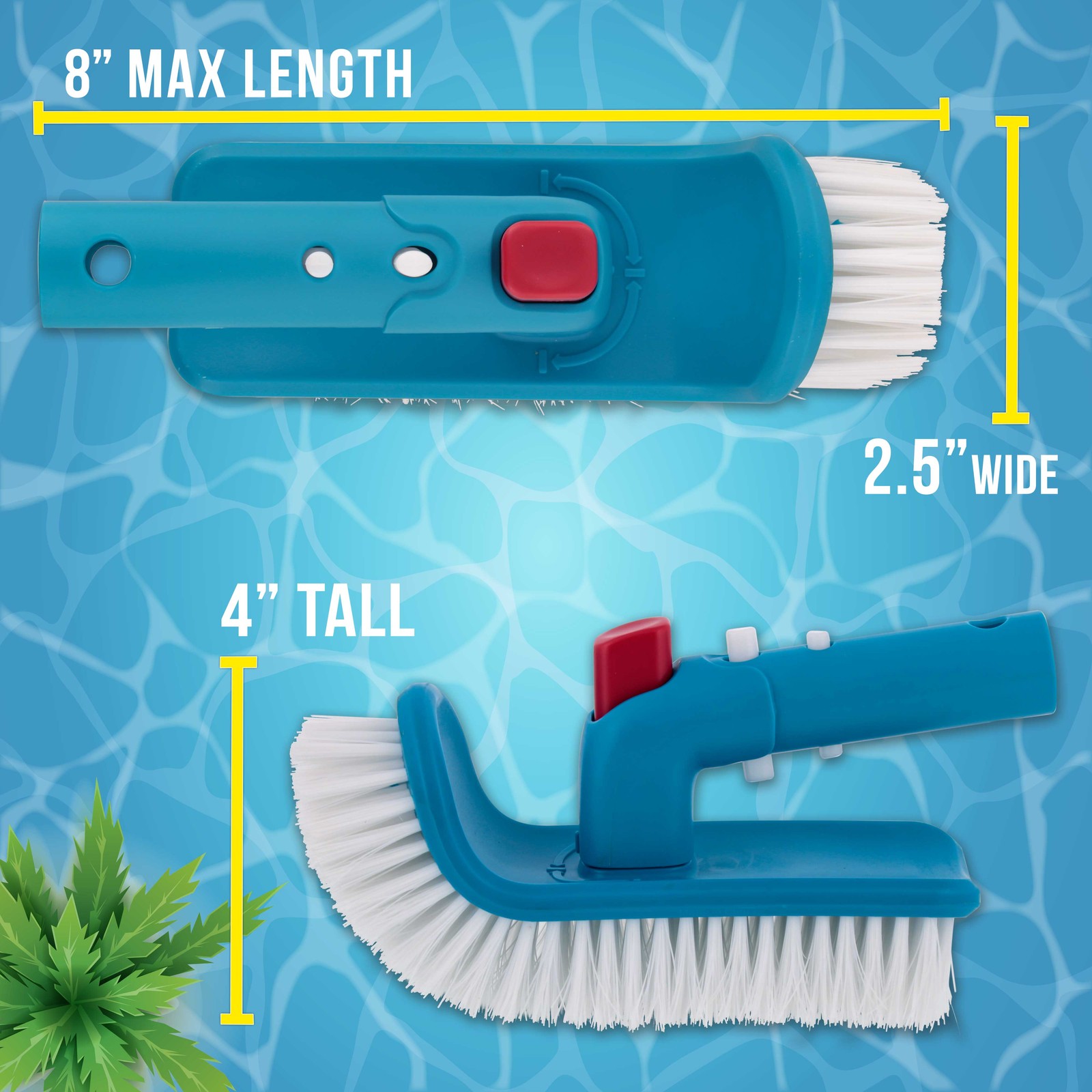 Pool Step & Corner Cleaning Brush with Adjustable Handle Rotation, Spa, Hot Tub