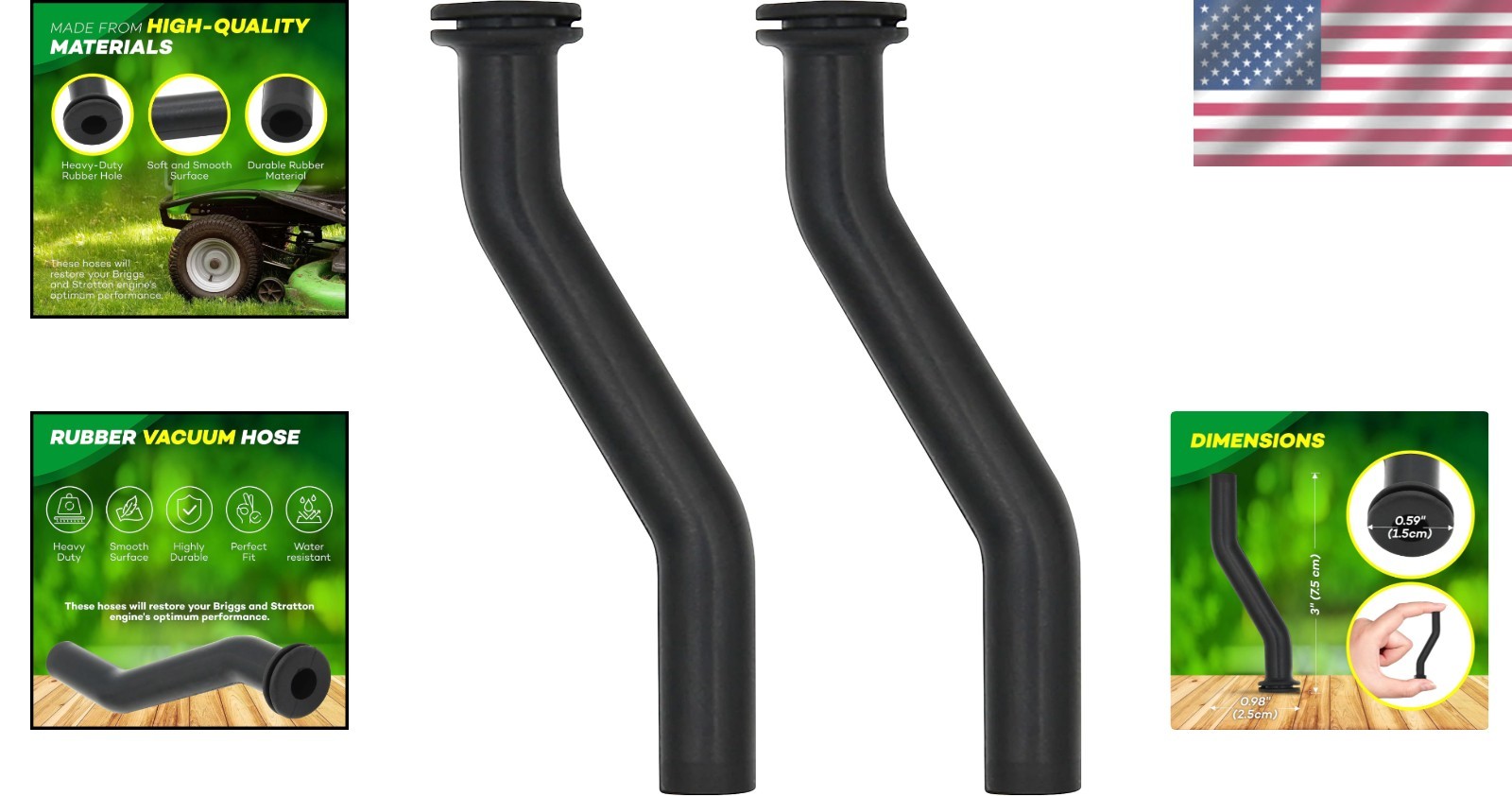 596163 Rubber Vacuum Hose Compatible with Brigs and Straton, John Dere Lawnmower