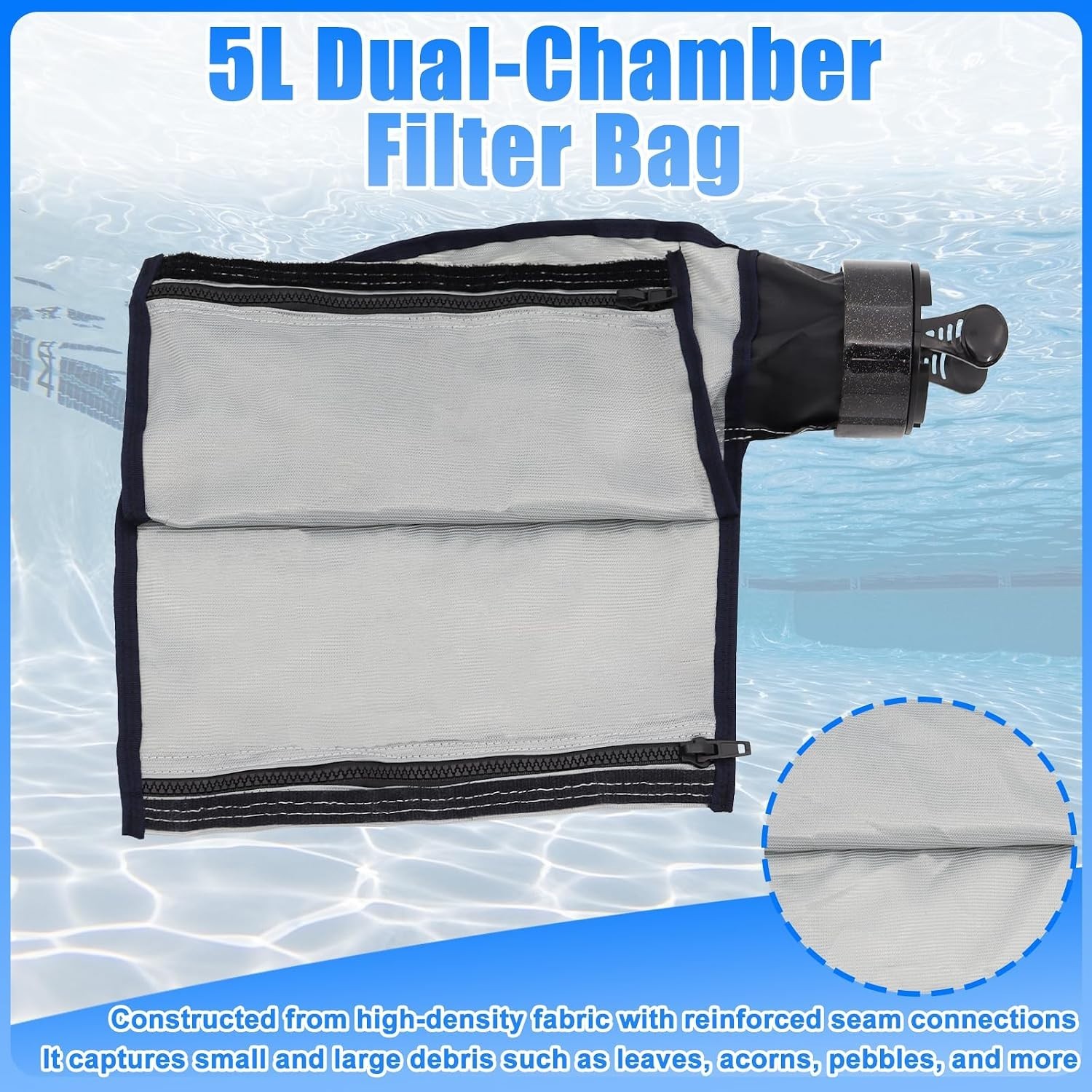 Zipper Bag Compatible with Polaris 3900 Pool Cleaner, accommodate 5 Liters Ca…