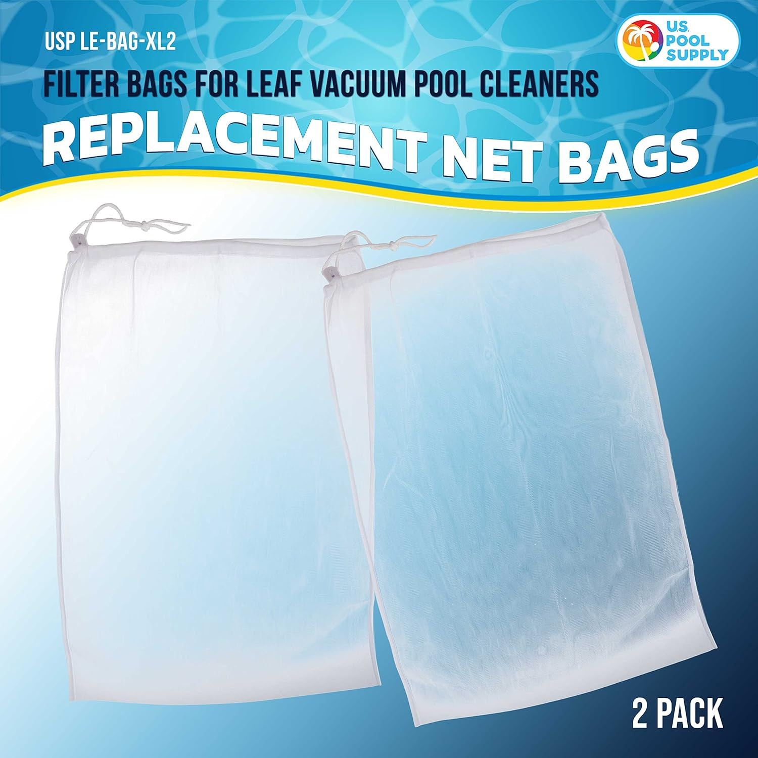 Fine Mesh Filter Bags for Leaf Vacuum Pool Cleaners, 2 Pack – Large 16&Prime; X 20&Prime; Re