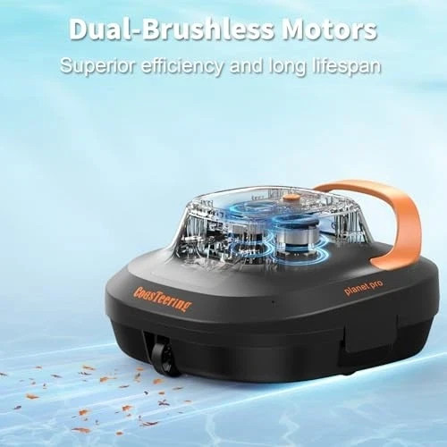 CoasTeering Cordless Robotic Pool Vacuum Cleaner, 2025 Upgrade – Black/Orange