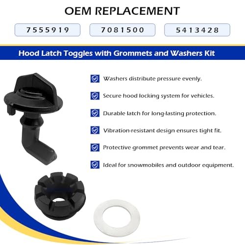 2PCS Hood Latch Toggles with Grommets and Washers Kit for Polaris RZR 570 RZR