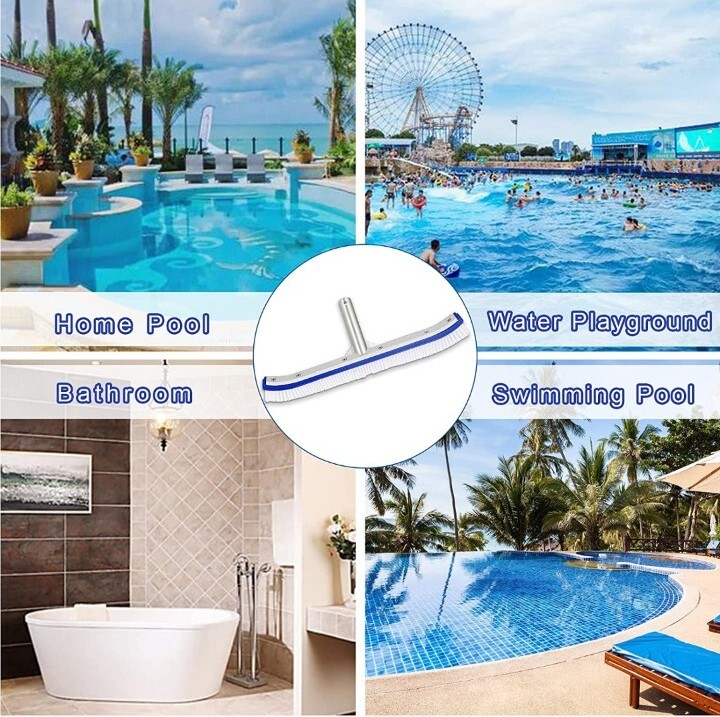 Swimming Pool Blue Brush Wall and Tile Brush,18&Prime; Polished Aluminum Back Premium