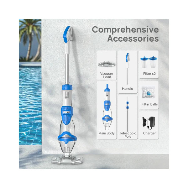 Consciot Cordless 1320 GPH Pool Vacuum Cleaner 22 GPM Rechargeable Handheld