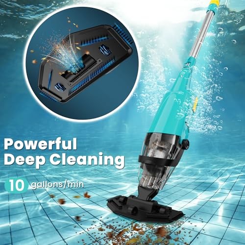 Pool Vacuum for Above Ground Pool, Cordless Handheld Rechargeable Pool Green