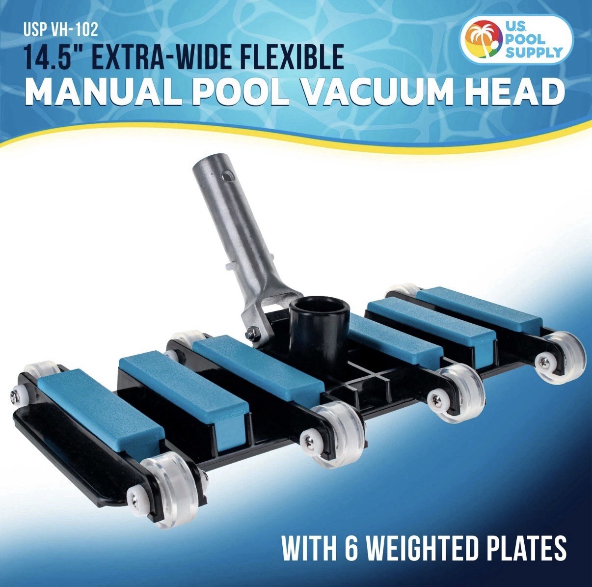 Manual Pool Vacuum Head for Inground Pools, Extra-Wide, Weighted – 1.5&Prime; Hose