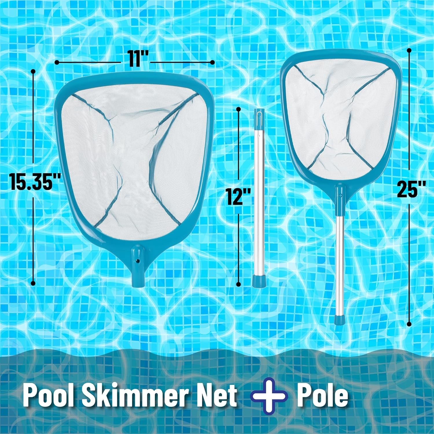 Pool Skimmer Net W/ Pole 25&Prime; Hot Tub Skimmer Net Leaf Skimmer W/ Pole Pond