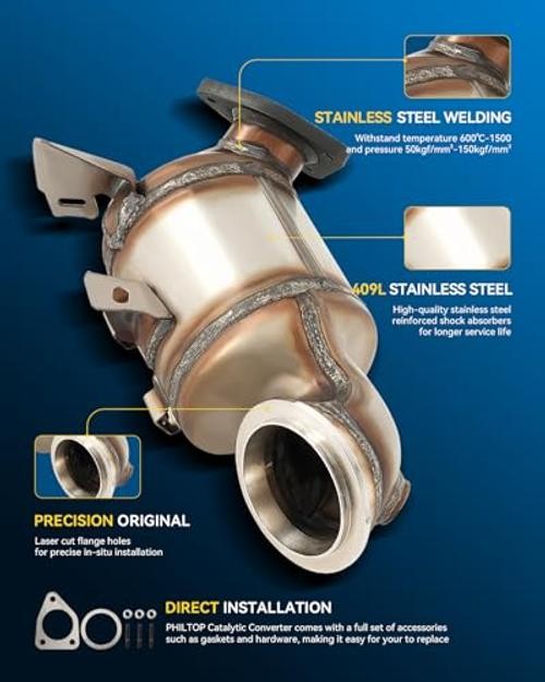 Front Catalytic Converter Kit Direct-Fit Replacement For Encore 1.4L 2013-2021