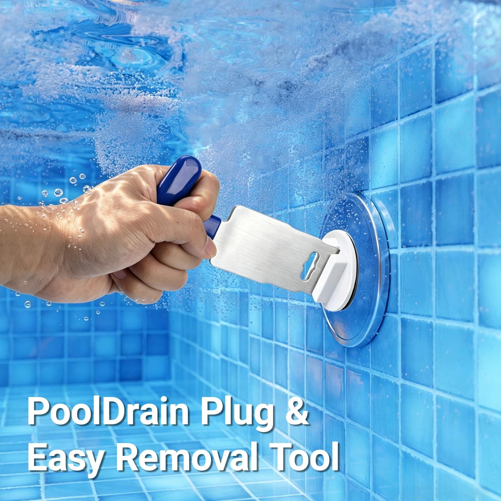 DAOLONG Pool Plug Removal Tool with Handle Grip, Upgraded Metal Eyeball blue