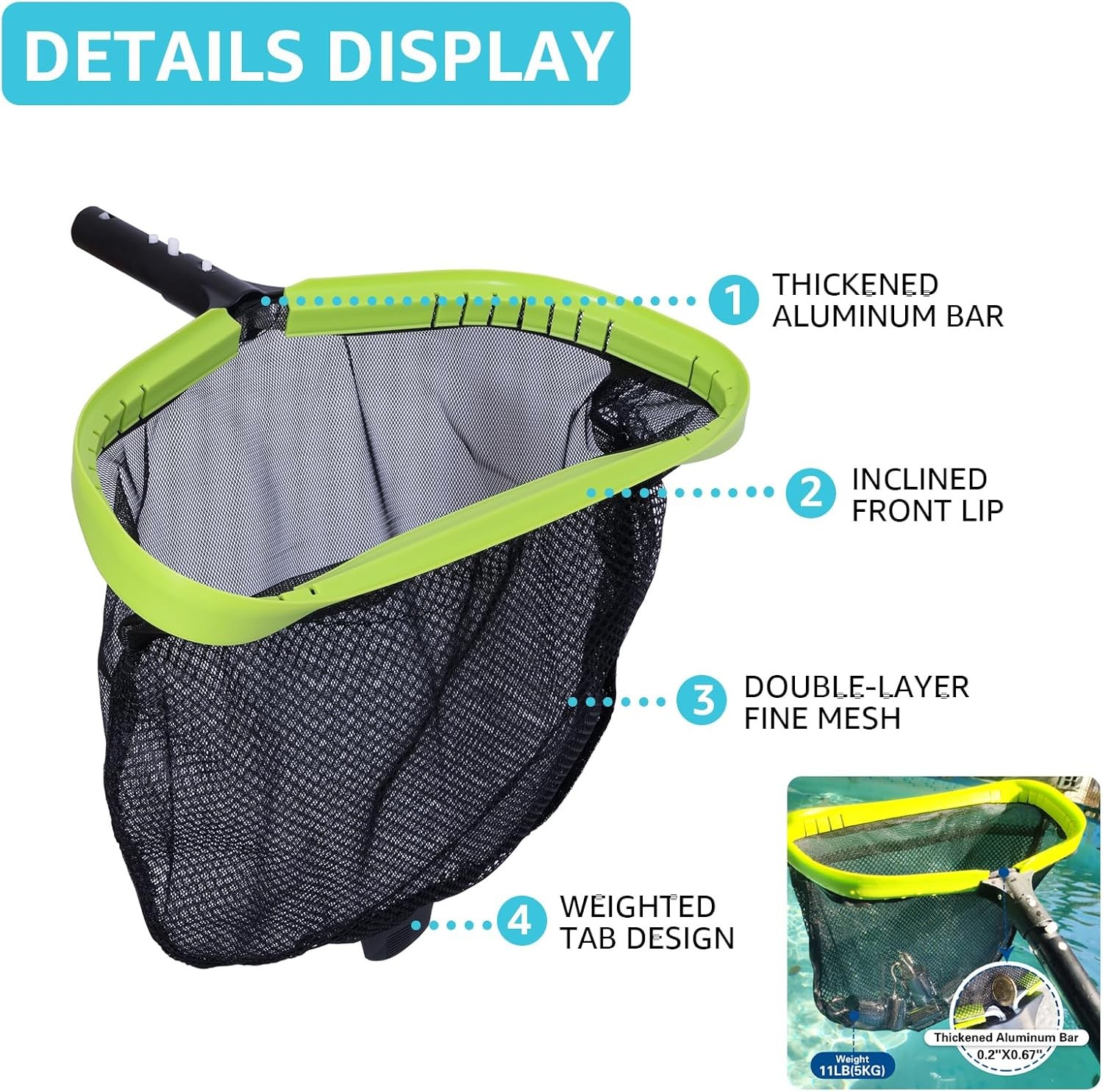 All-in-One Pool Cleaning Kit | Skimmer Net + Scrub Brush for Leaves & Debris