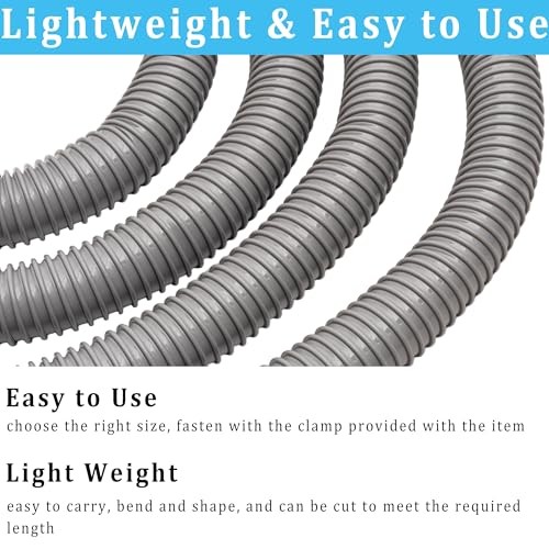 Dust Collection Hose 1.5 in × 10 ft Heavy Duty Flexible PVC 1.5in-10ft Gray
