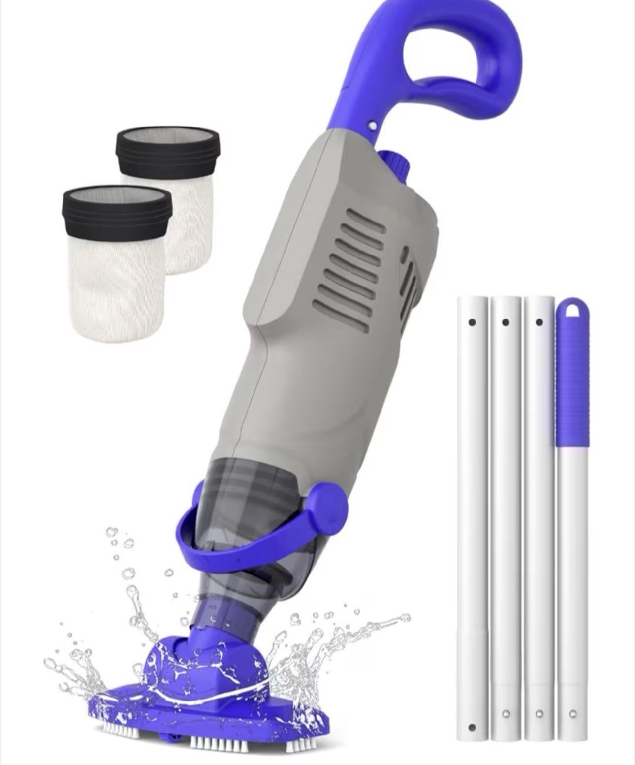 Little Shark Cordless Pool Vacuum Portable 60min Above Ground w/Pole Filters