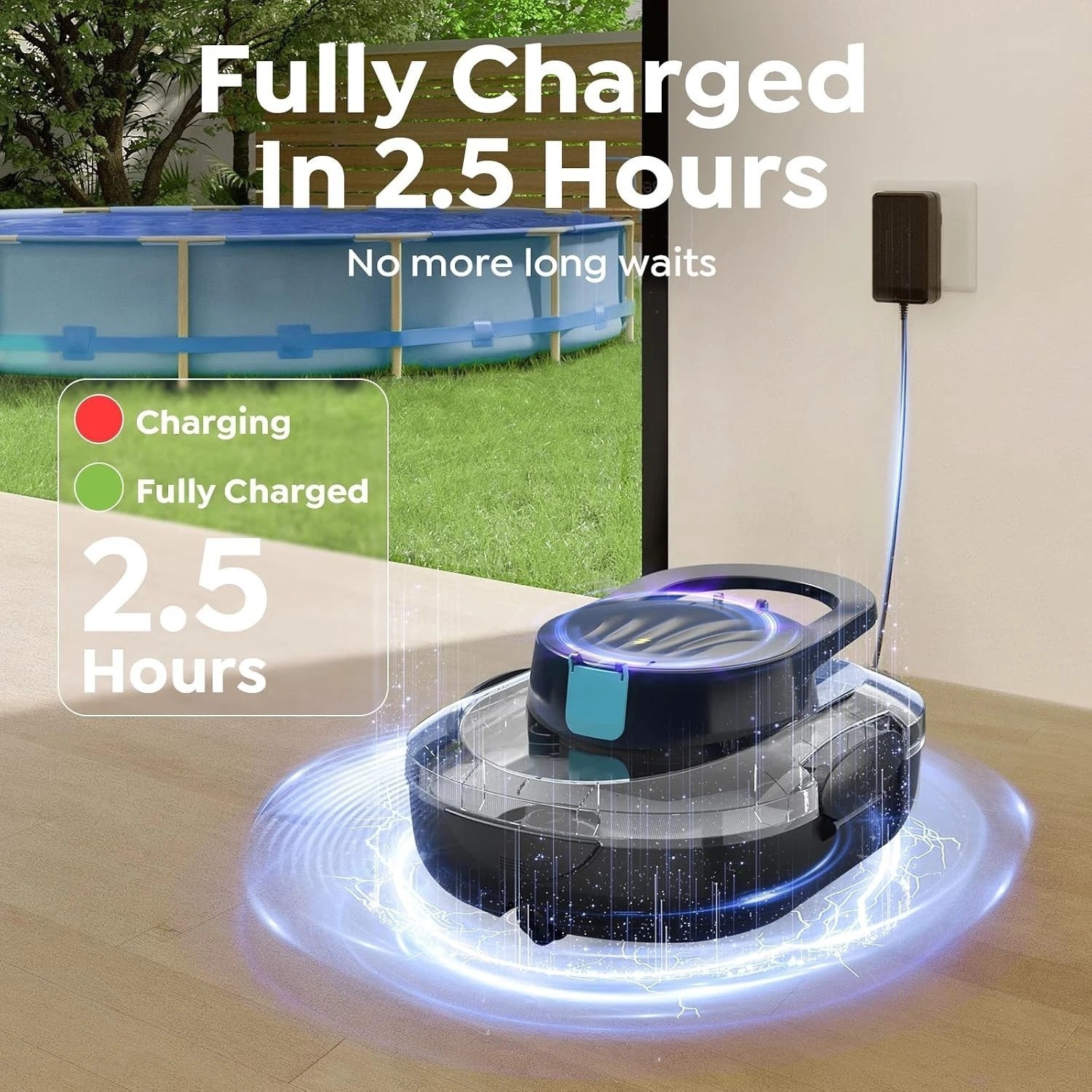 130-Minute Runtime Cordless Pool Cleaner for Effortless Cleaning – Self-Parking
