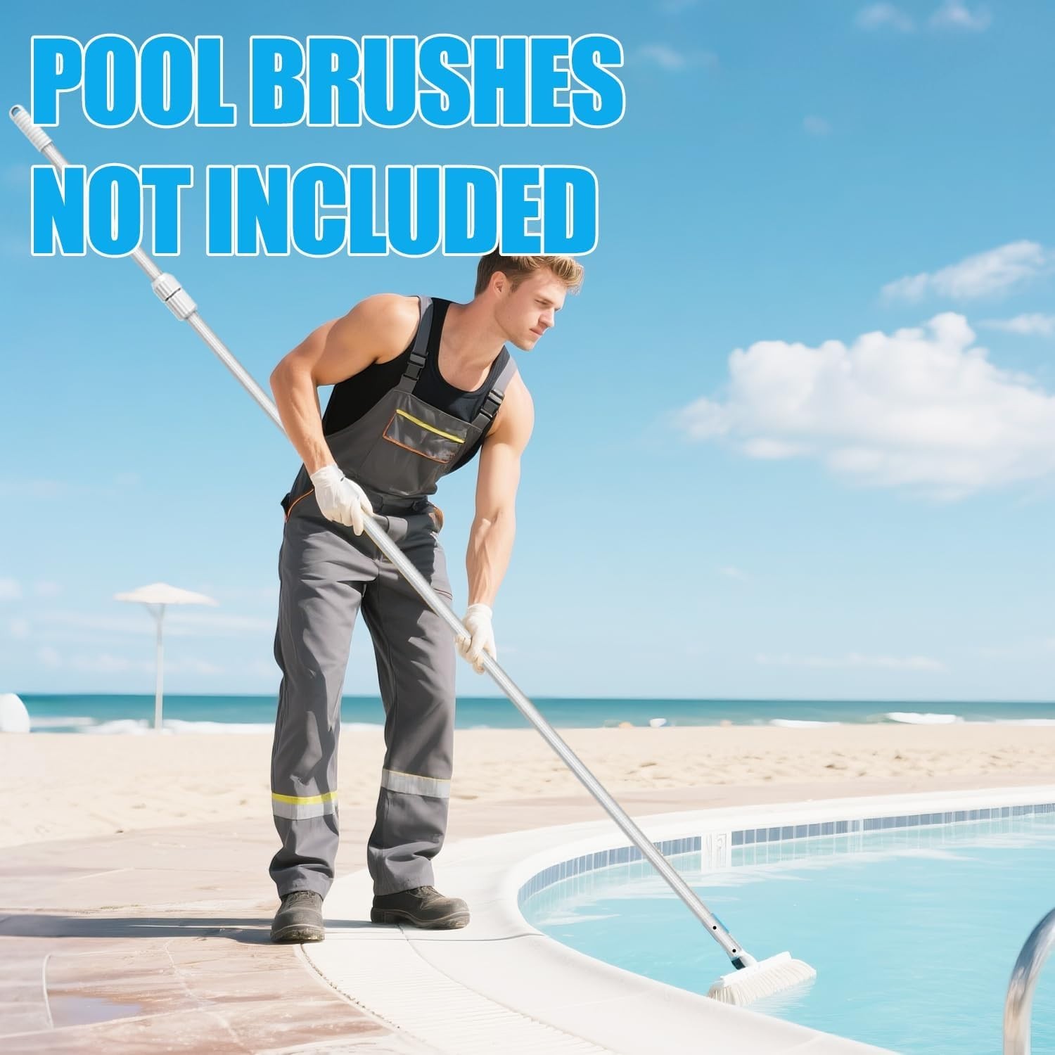 Professional 16.5 Foot Swimming Pool Pole Telescopic Heavy Duty Aluminum, Adj…