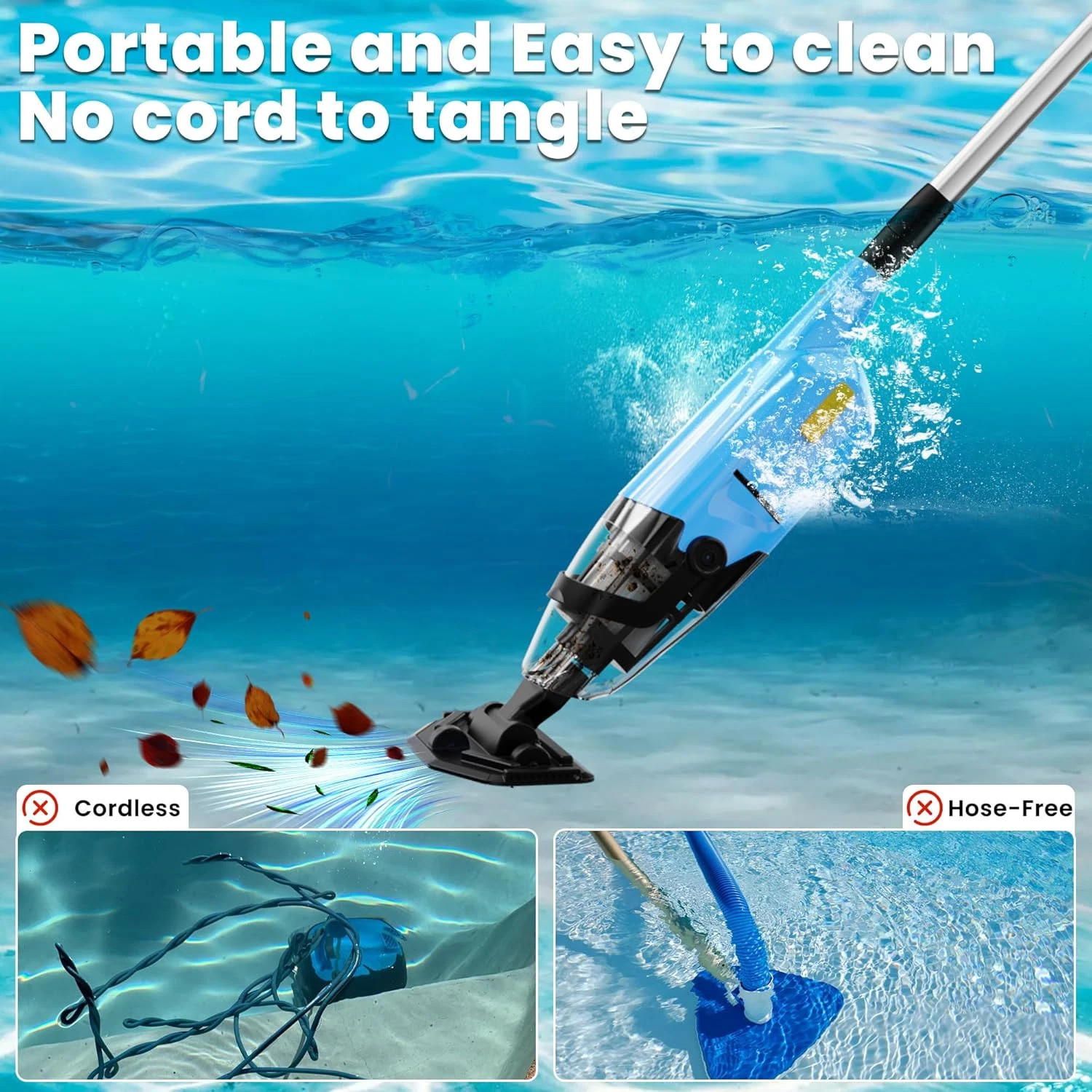 Efurden Handheld Pool Vacuum Cordless Pool and Spa Vacuum Rechargeable Vacuum