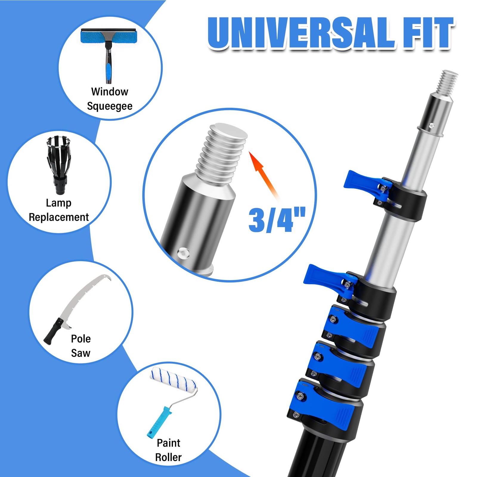 TONYINGO 5-20 FT Telescopic Pool Pole, Aluminum Alloy Extension Pole with Fli…