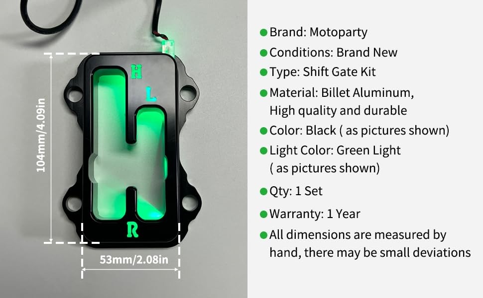 Shifter Gate for Kawasaki KRX 1000/KRX 1000 4, Black Anodized Shift Gate Green
