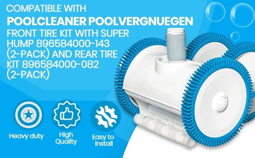 Front Rear Tires for Pool Cleaner Poolvergnuegen Repl# 896584000143 896584000082