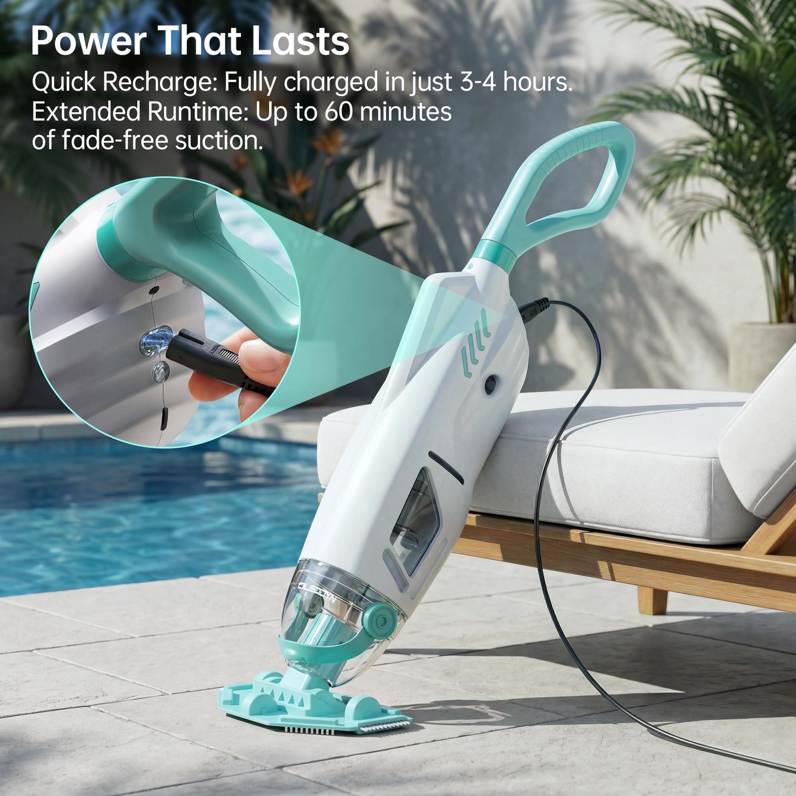 Cordless Handheld Pool Vacuum 18.5 GPM, Above Ground Pool Vacuum Cleaner with…