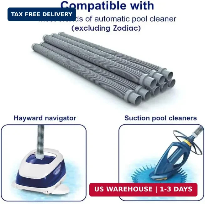 Poolvio Professional Swimming Pool Vacuum Cleaner Hose -1.5&Prime; 8 Piece Hoses for P