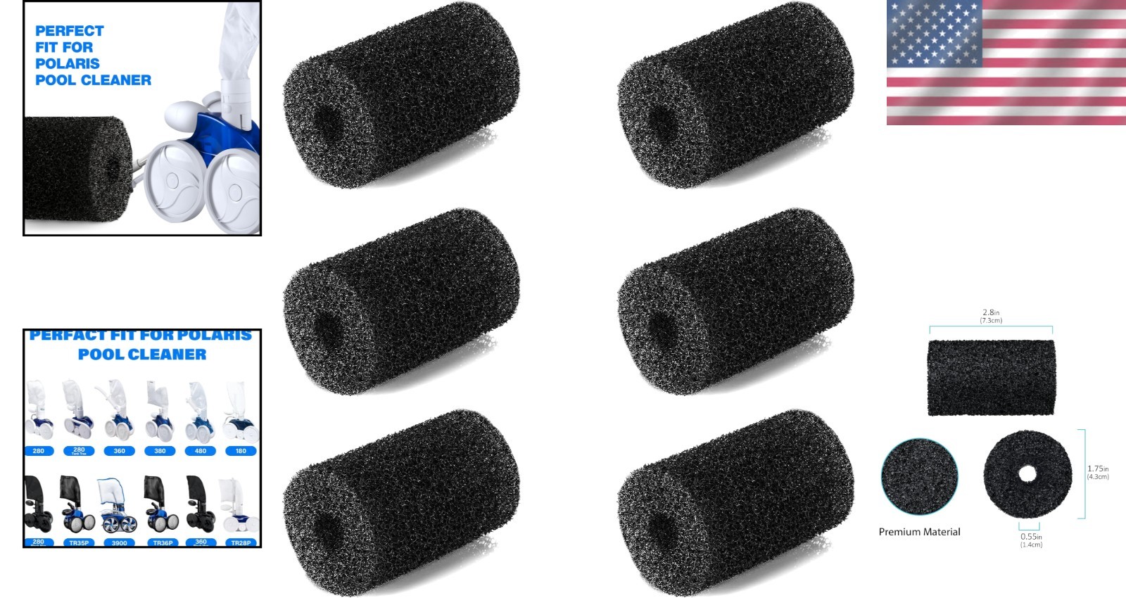 Economical 6 Pack of Polyurethane Tail Scrubbers for Polaris Vacuum Cleaners