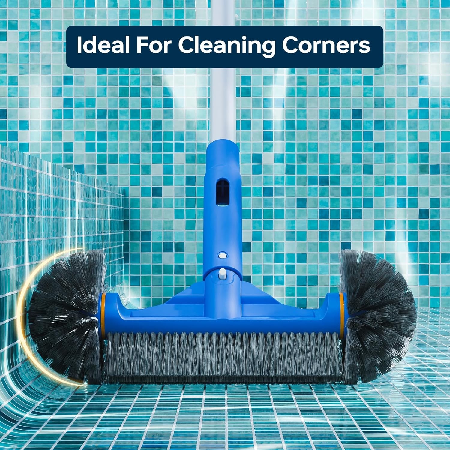Pool Cleaning Kit with 70.5 In Pole Half Deep Skimmer Net 12 In Round Brush
