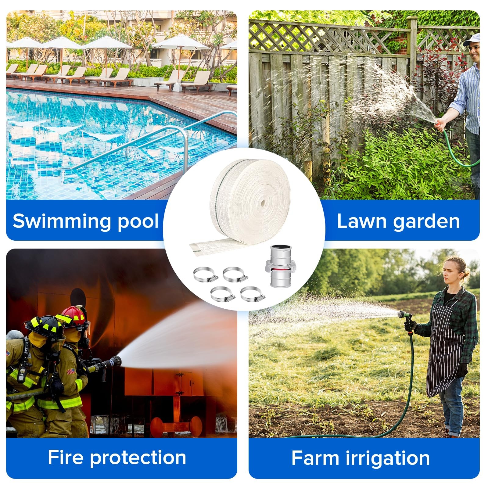 Wcxsslbh Pool Backwash Hose 3 100 Ft Heavy Duty Pvc Water Discharge Hose