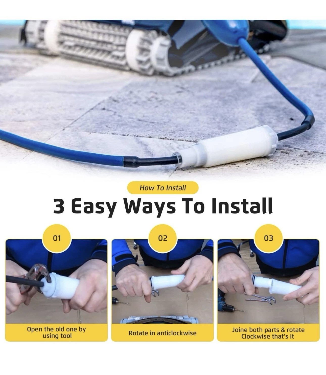 9995861 DIY Cable Swivel 2 Wire 60ft Replacement For Robotic Pool Cleaner*READ*