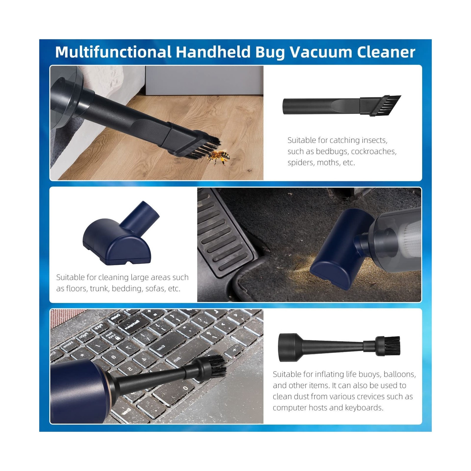 5 in 1 Handheld Vacuum and Blower Cordless Rechargeable Bug Vacuum … Fast Ship