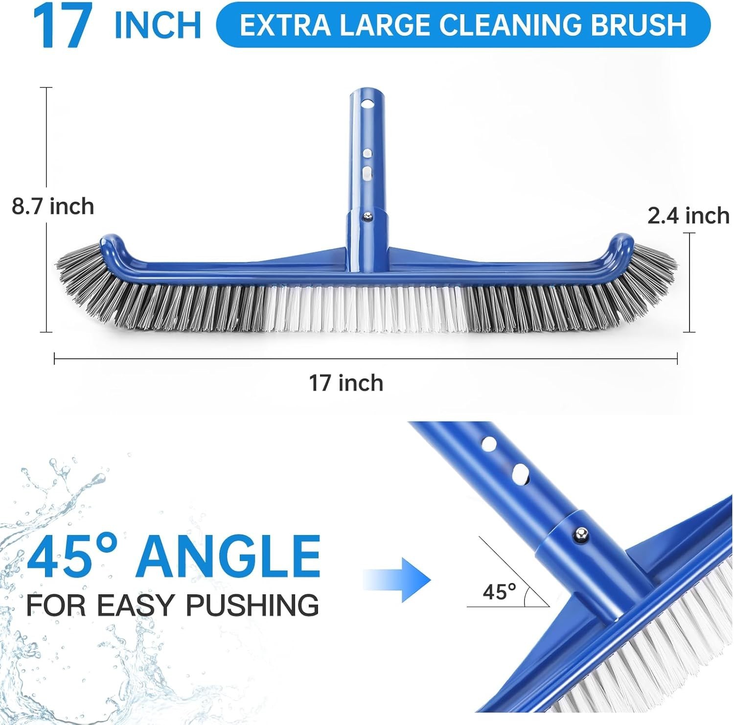 Pool Brush Head Scrub Brush with Premium Nylon Bristles Curved Ends High