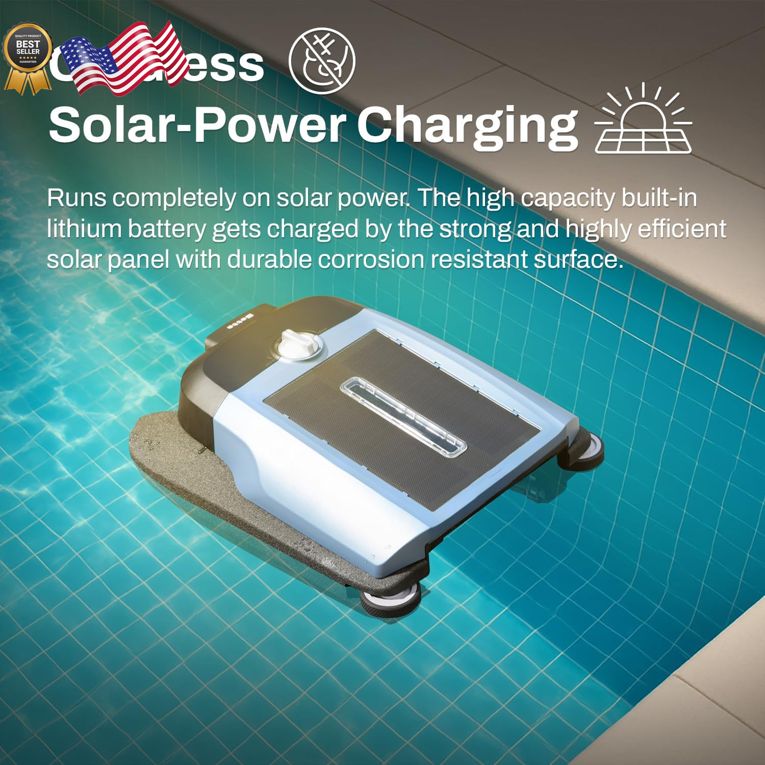 Betta Flex Solar-Powered Robotic Pool Skimmer Cordless with Dual Cleanin