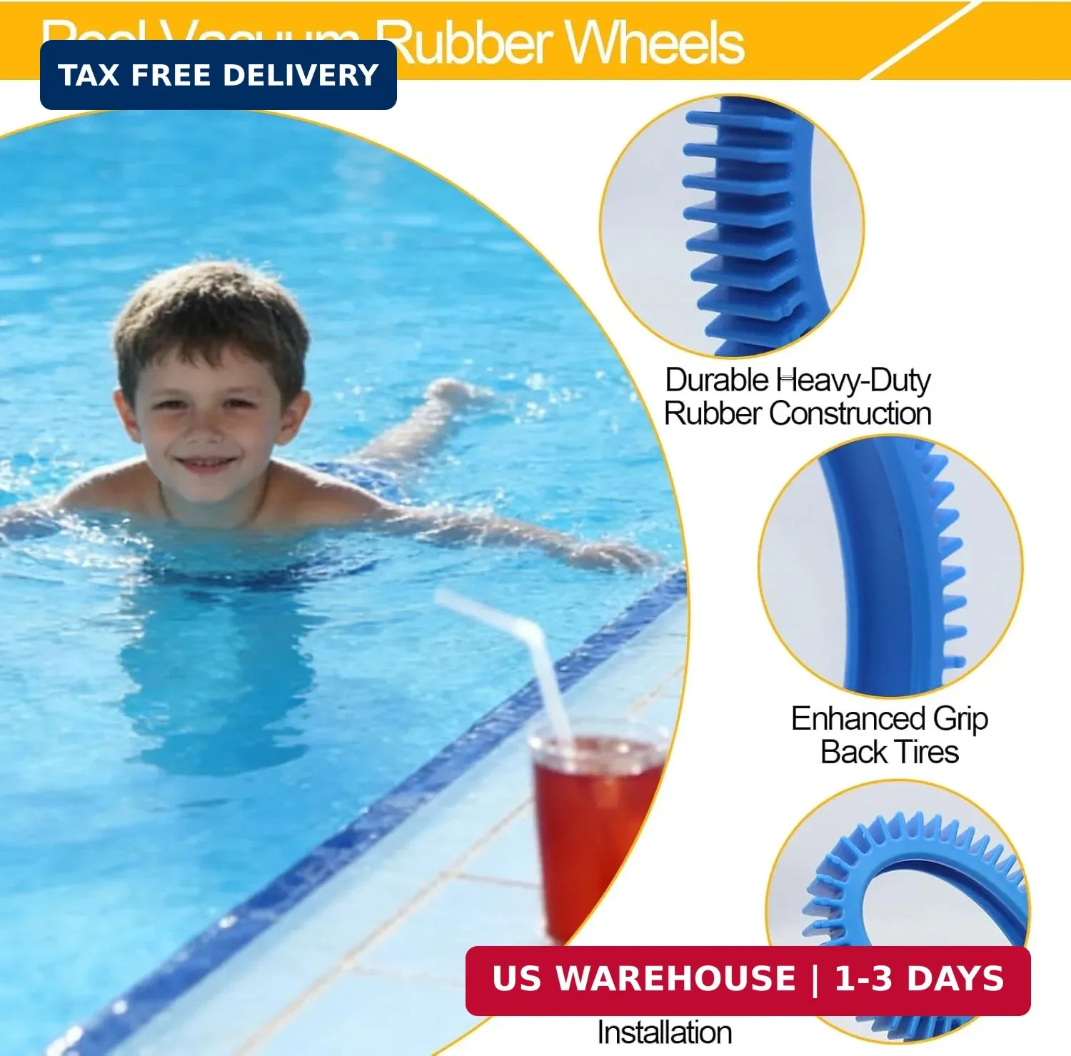 896584000-082 Pool Cleaner Replacement Back Tires for Hayward Pool Vacuum Compat