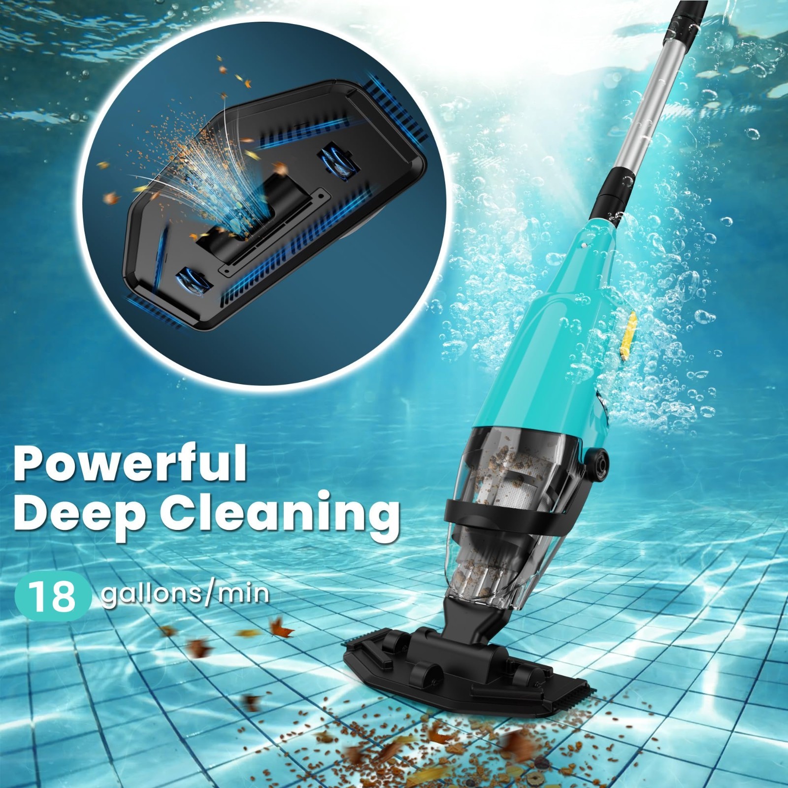 Efurden Handheld Pool Vacuum Cordless Above Ground Swimming Spa Hot Tub Cleaner