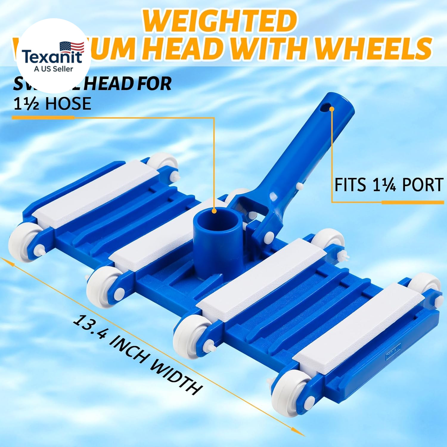 Pool Vacuum Head with Wheels, Flexible Swimming Pool Vacuum Head with Swivel, Po