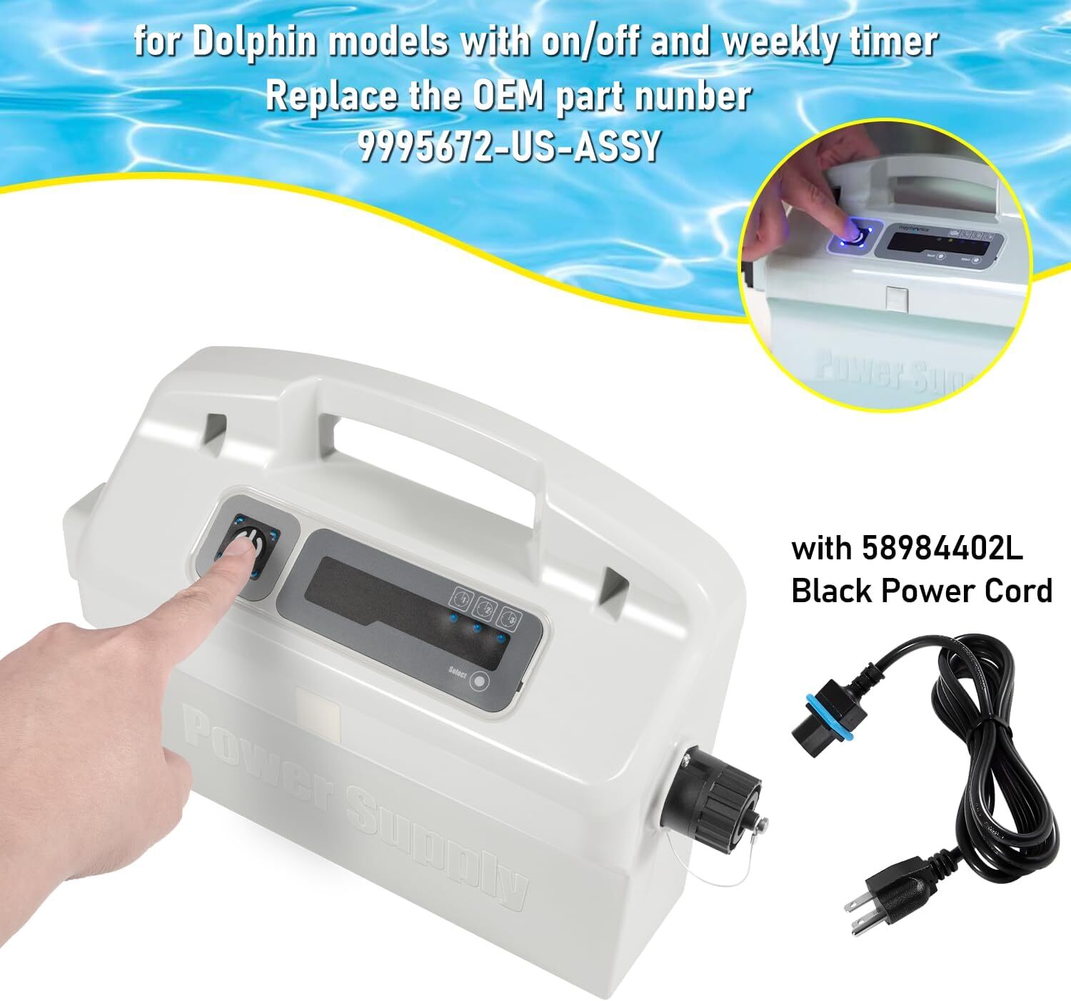 9995672 Assy Power Supply with 58984402L Cord Parts For Dolphin Pool Cleaner
