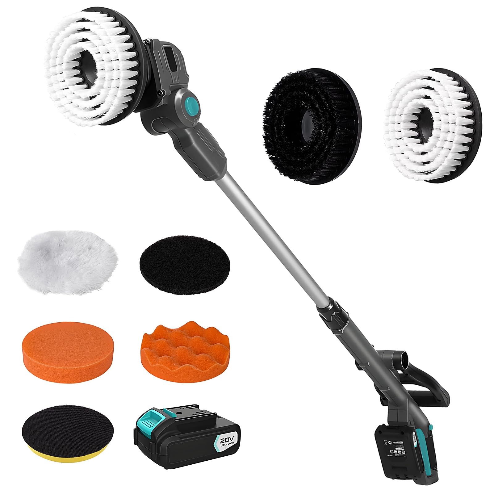 20V Cordless Spin Scrubber with Replaceable Battery, Electric Cleaning Brush …