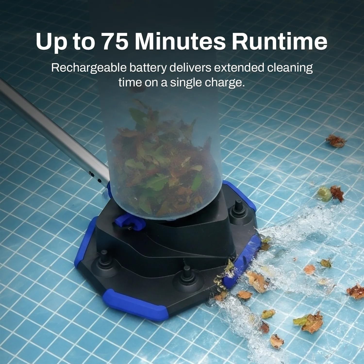 Jet Sweep Cordless Pool Vacuum Rechargeable Handheld Cleaner Blue